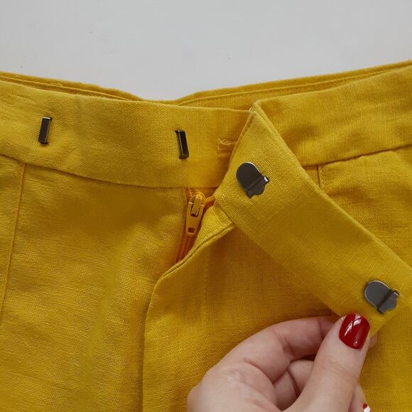 Banana Republic Linen Blend High Rise Shorts Wide Leg Golden Yellow Womens 6 - Picture 4 of 10
